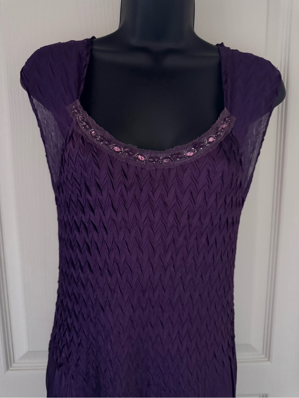 KOMAROV  Purple Sleeveless Midi Dress with Embellished Scoop Neck SZ XL